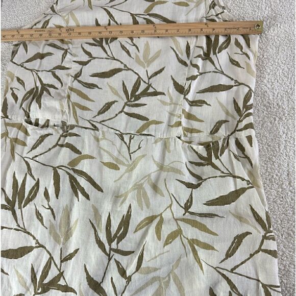 Vintage Click & CMC Dress Womens Plus Sz XXL Leaf print Linen Made in USA Gauze - Picture 9 of 12